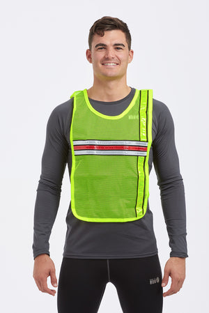 High Vis Reflective Running And Cycling Vest Bib Yellow With Three Colour Reflective Tape