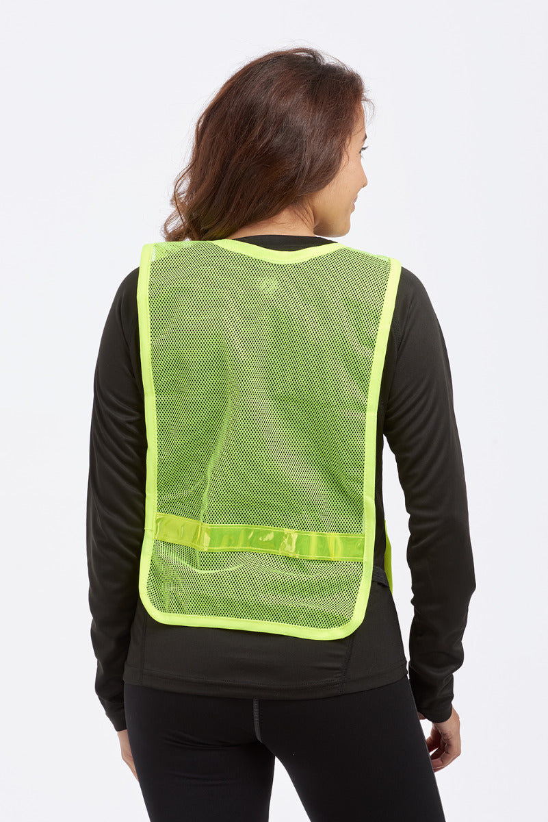 High Vis Reflective Running And Cycling Vest Bib Yellow With Three Colour Reflective Tape