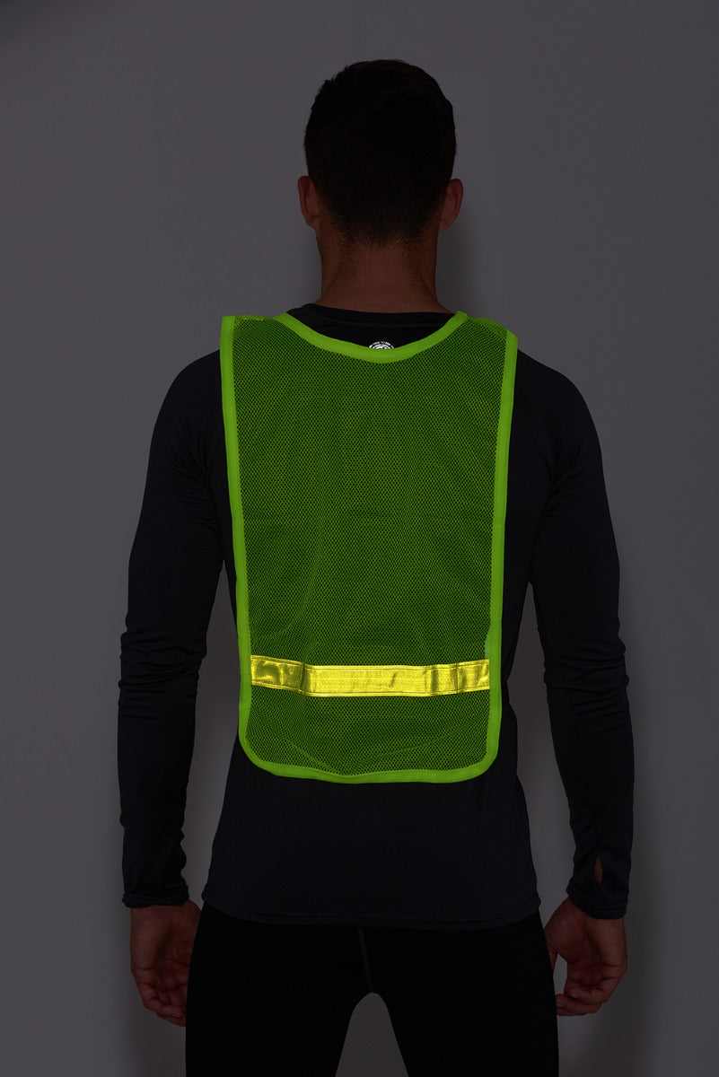 High Vis Reflective Running And Cycling Vest Bib Yellow With Three Colour Reflective Tape