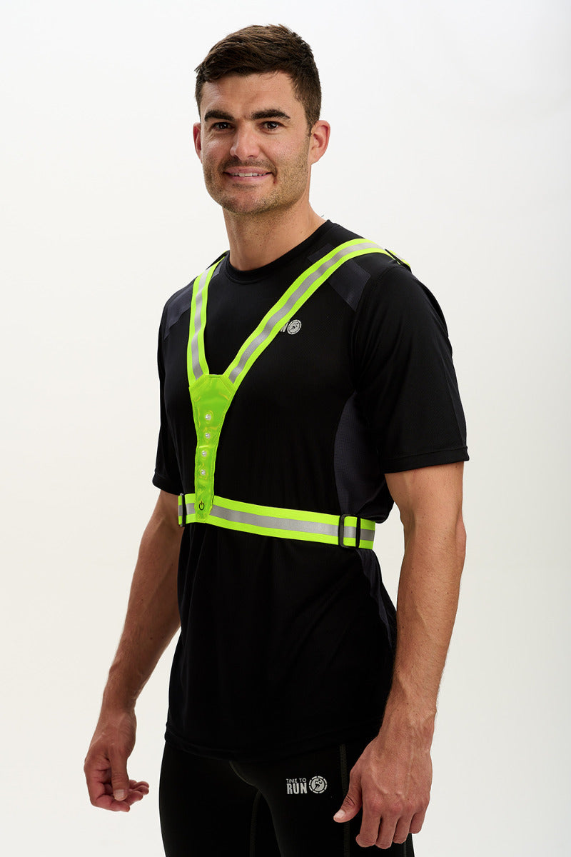 High Visibility Reflective Running & Cycling Belted Vest-Fully Adjustable With LED Lights Both Front And Back