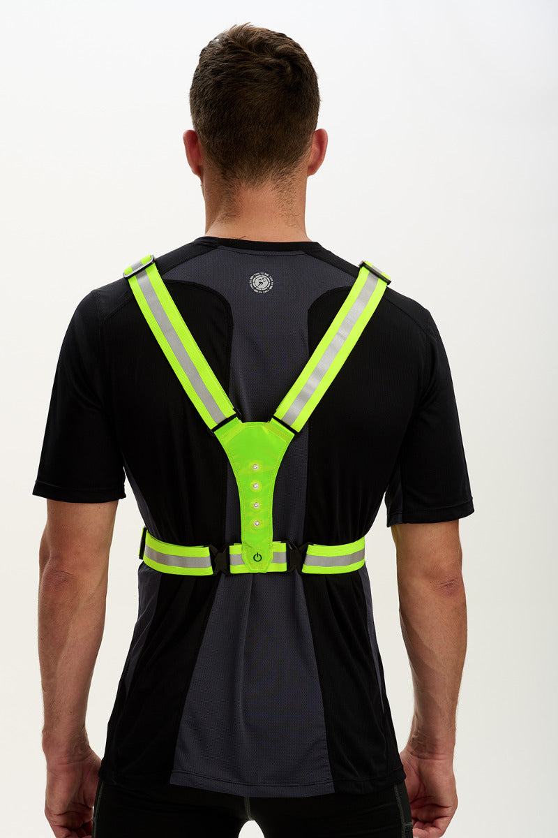 High Visibility Reflective Running & Cycling Belted Vest-Fully Adjustable With LED Lights Both Front And Back