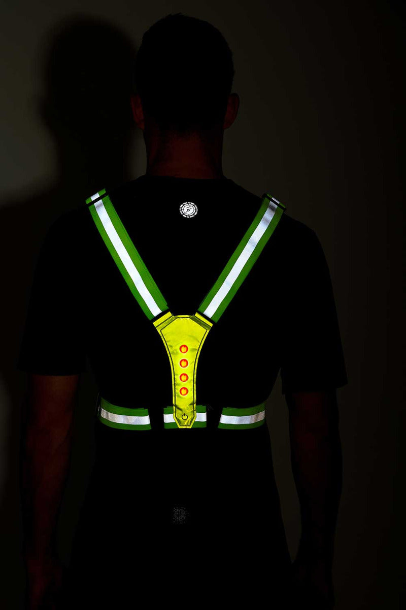 High Visibility Reflective Running & Cycling Belted Vest-Fully Adjustable With LED Lights Both Front And Back