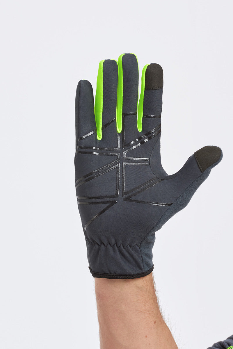 Windproof Pro Spirit Reflective Running/Cycling Glove-Charcoal-Lime