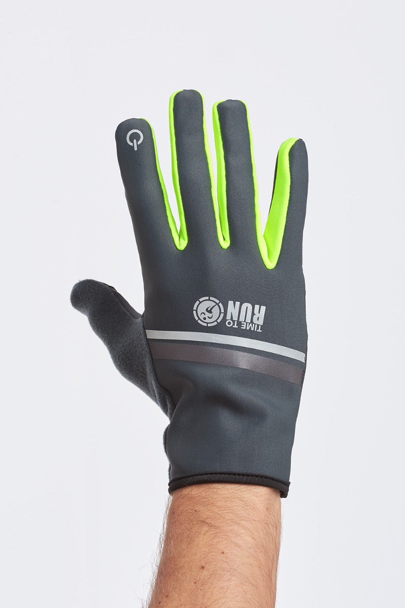 Windproof Pro Spirit Reflective Running/Cycling Glove-Charcoal-Lime