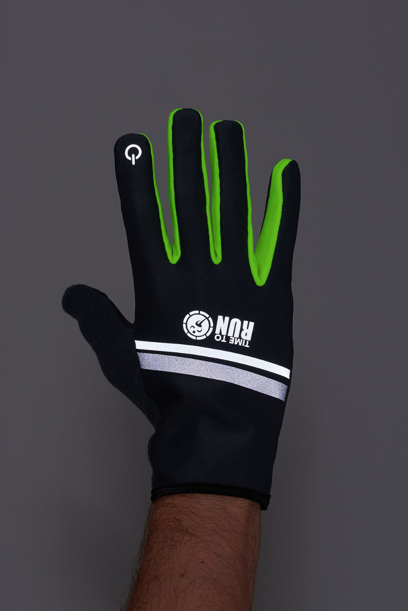 Windproof Pro Spirit Reflective Running/Cycling Glove-Charcoal-Lime