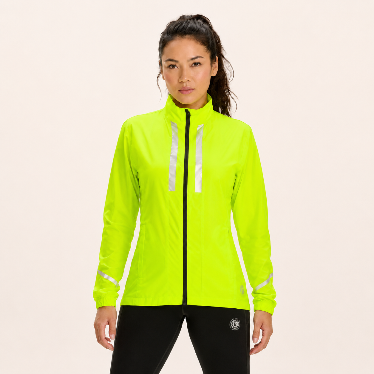 Women's Windproof Reflective Running Jacket - Lime Green