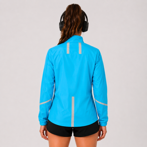 Women's Windproof Reflective Running Jacket - Light Blue