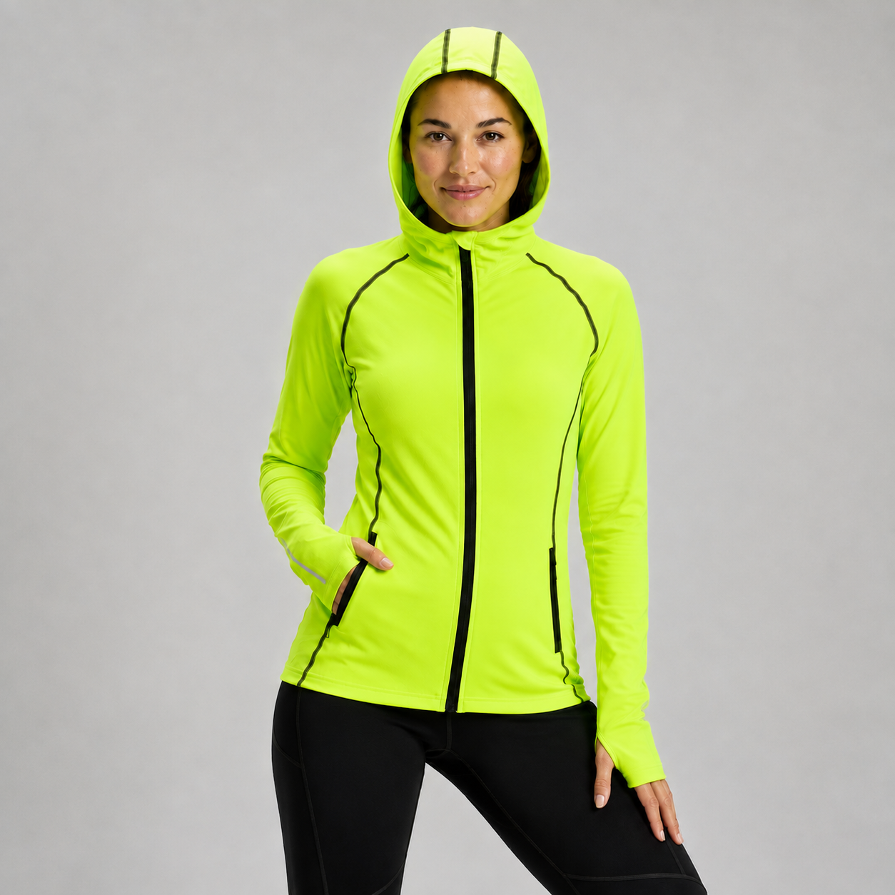 Women's Running Hoodie-Thermal Lime