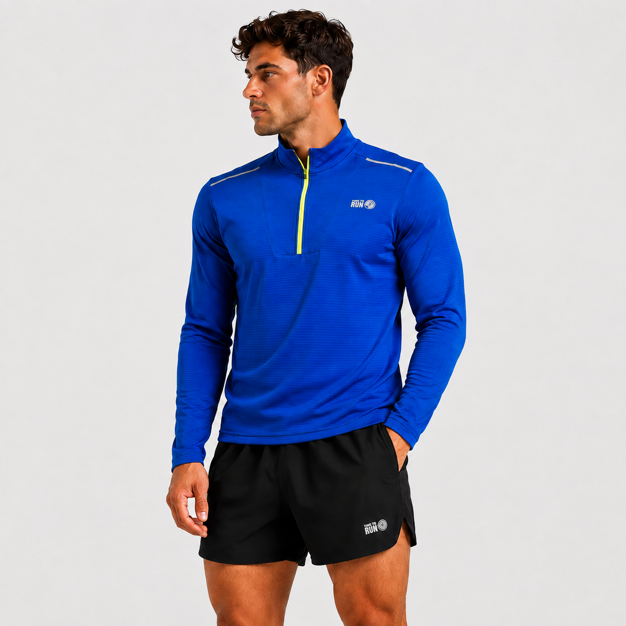 Men's Lightweight Thermal Running Top - Steel Blue