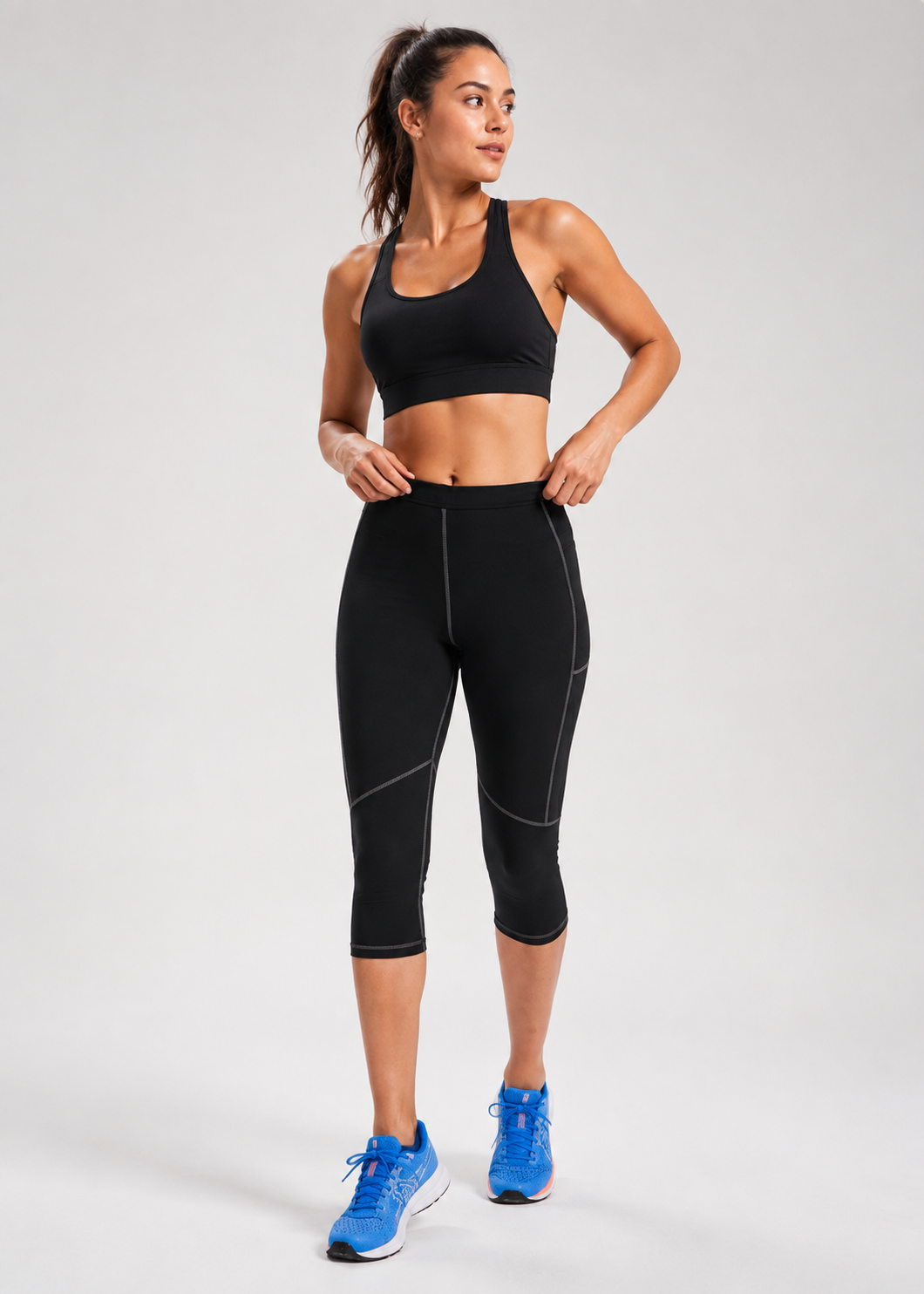 Women's Pro Spirit Capri Running Tights Ebony