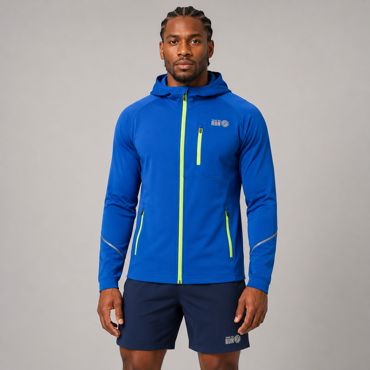 Men's Thermal  Running Hoodie Jacket - Steel Blue