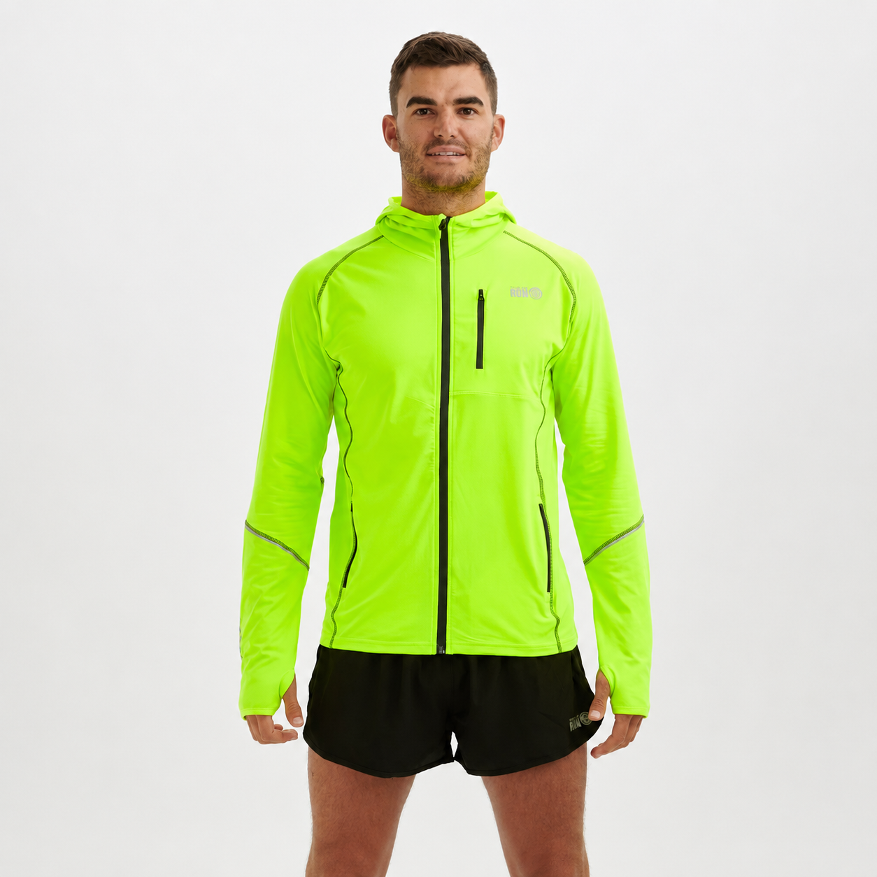 Men's Running Hoodie Jacket Thermal Lime Green