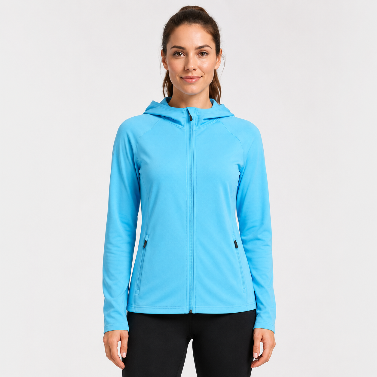 Women's Thermal Running Hoodie - Light Blue