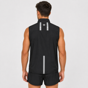 Men's Windproof Reflective Running Gilet - Black
