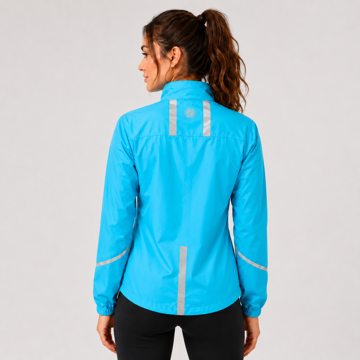 Women's Windproof Reflective Running Jacket - Light Blue