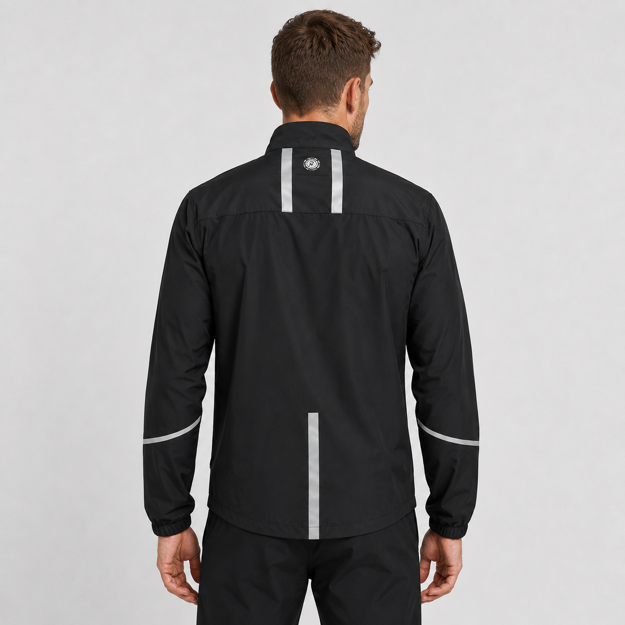 Men's Windproof Reflective Running Jacket - Black