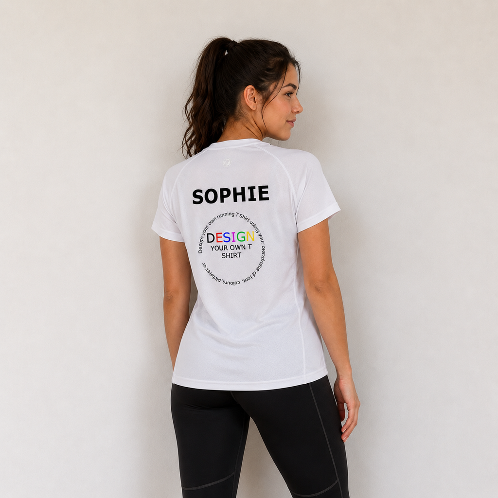 Women's Short Sleeved Custom Running T Shirt White