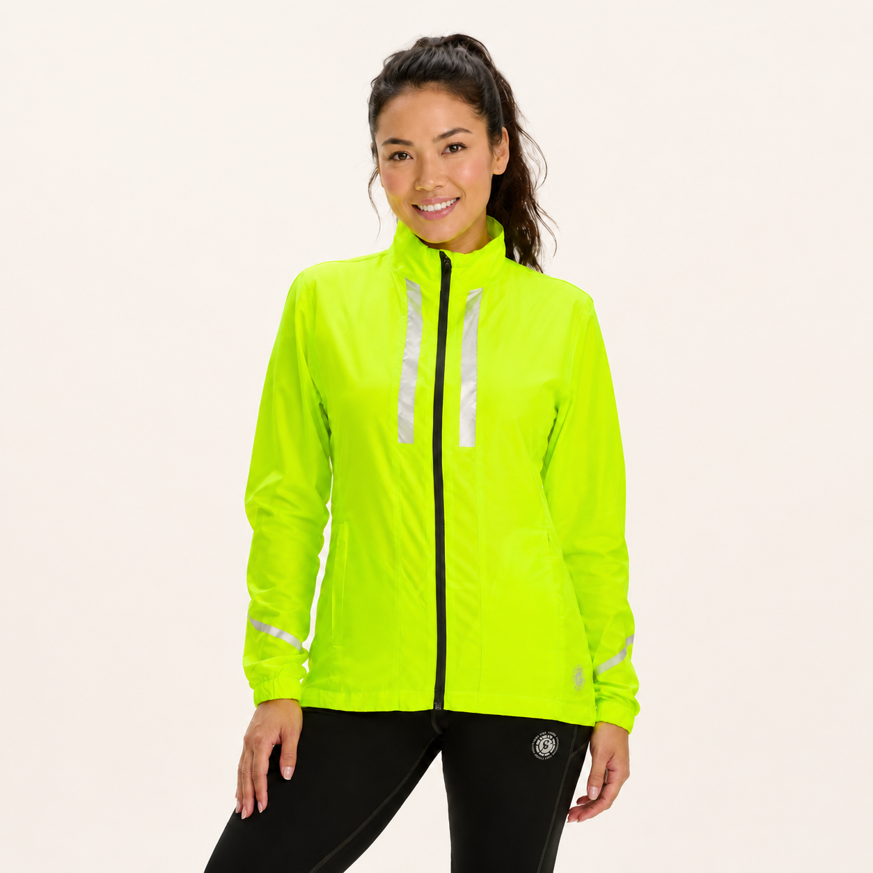 Women's Windproof Reflective Running Jacket - Lime Green