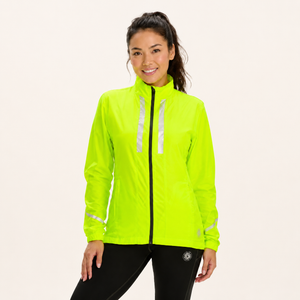Women's Windproof Reflective Running Jacket - Lime Green