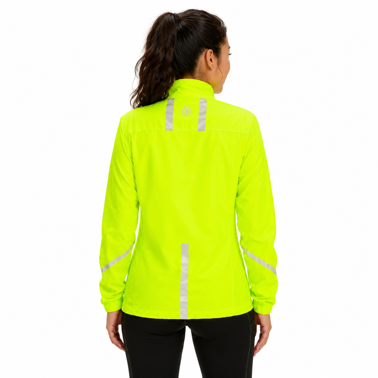 Women's Windproof Reflective Running Jacket - Lime Green