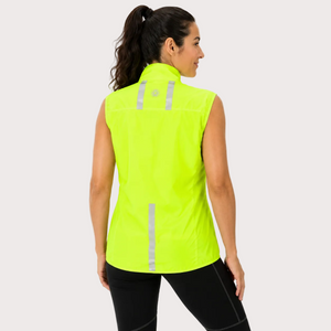 Women's Windproof Reflective Running Gilet - Lime Green