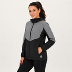 Women's Windproof Reflective Hooded Running Jacket - Black Grey