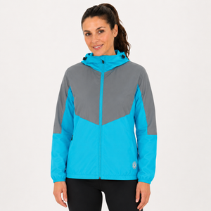 Women's Windproof Reflective Hooded Running Jacket - Light Blue