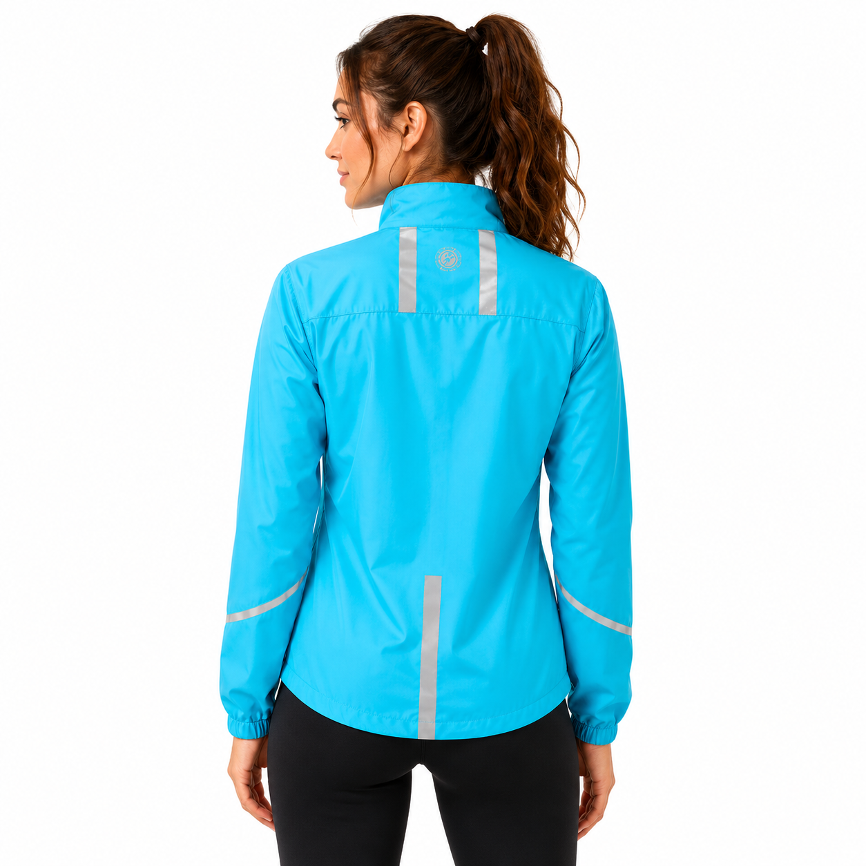 Women's Pace Running Jacket - Lightweight Windproof Reflective Trim & Two Pockets - Atoll Blue