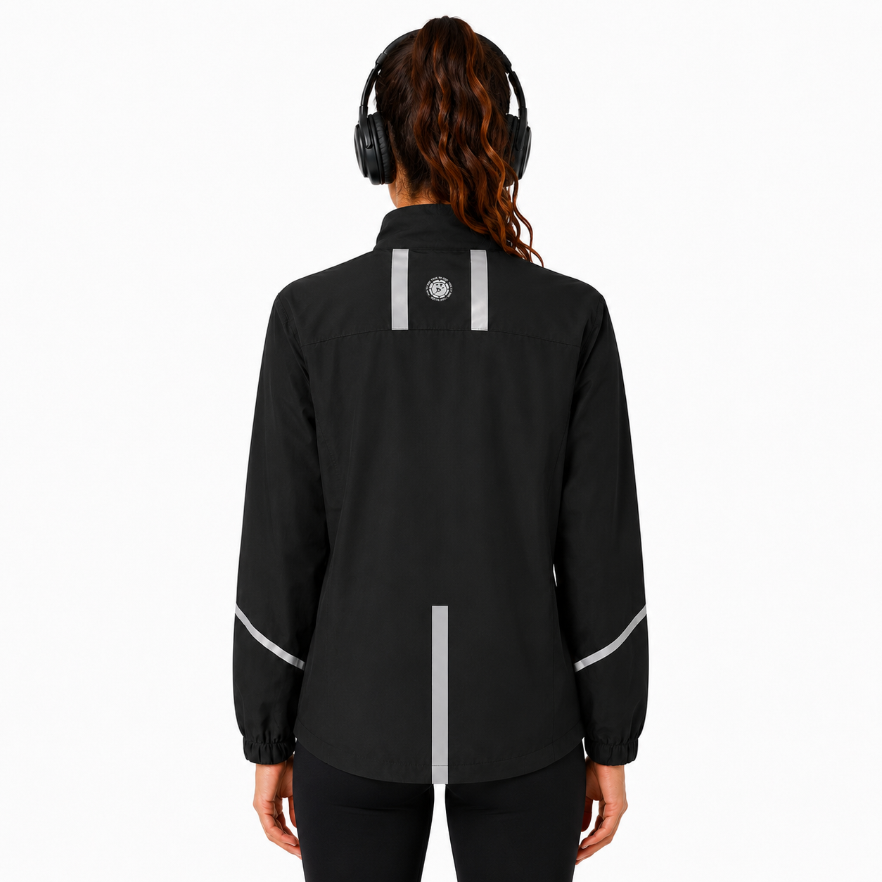 Women's Pace Running Jacket - Lightweight Windproof Reflective Trim & Two Pockets - Jet