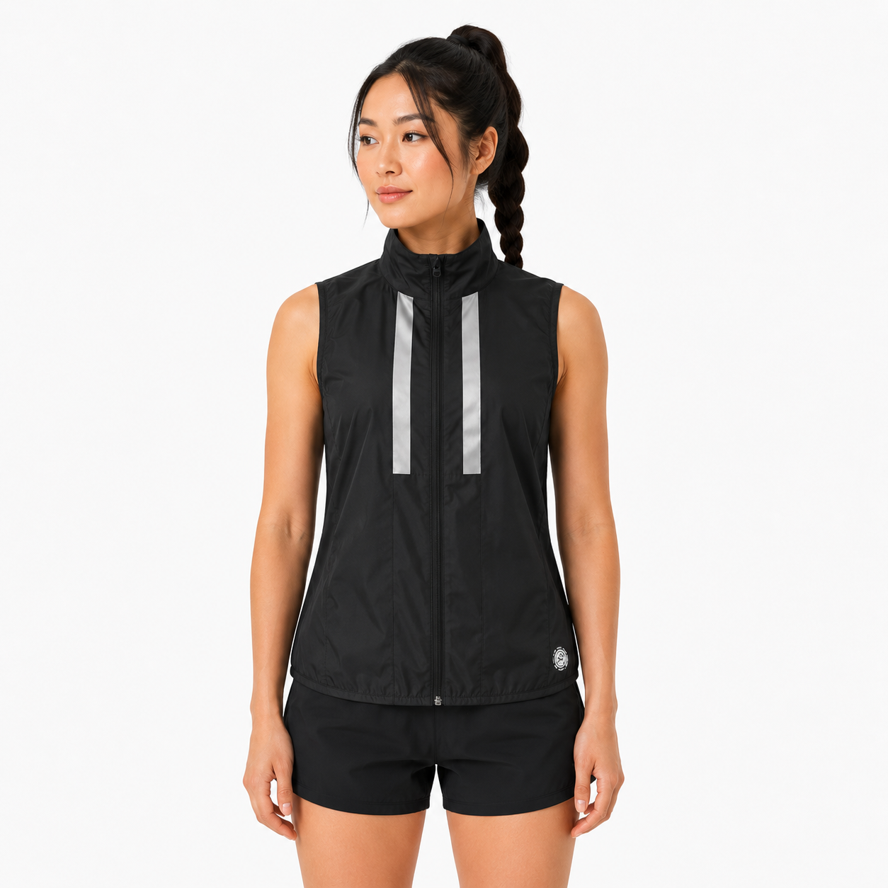 Women's Pace Running Gilet - Lightweight Windproof Reflective Trim & Two Pockets - Jet