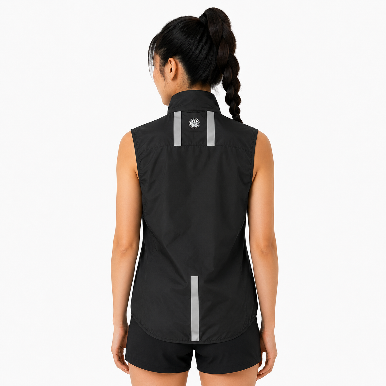 Women's Pace Running Gilet - Lightweight Windproof Reflective Trim & Two Pockets - Jet