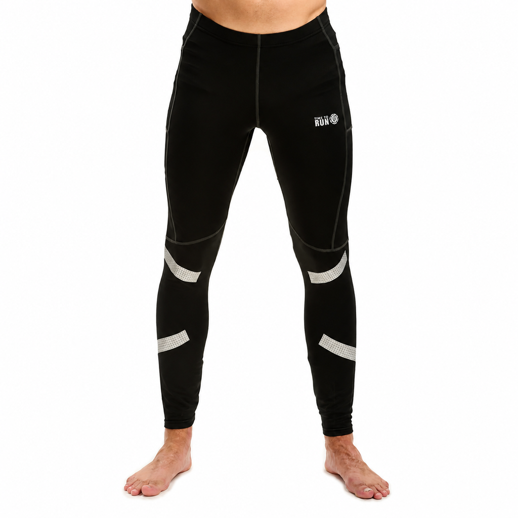 Men's Pro Spirit Reflective Running Tights With Pockets Ebony
