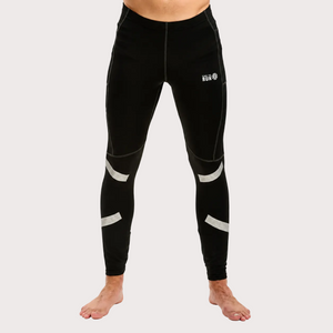 Men's Reflective Running Tights With Phone Pockets - Black