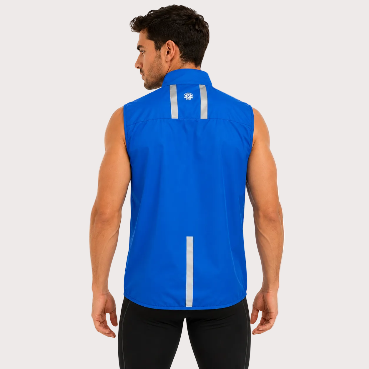 Men's Windproof Reflective Running Gilet - Steel Blue