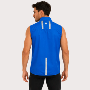 Men's Windproof Reflective Running Gilet - Steel Blue