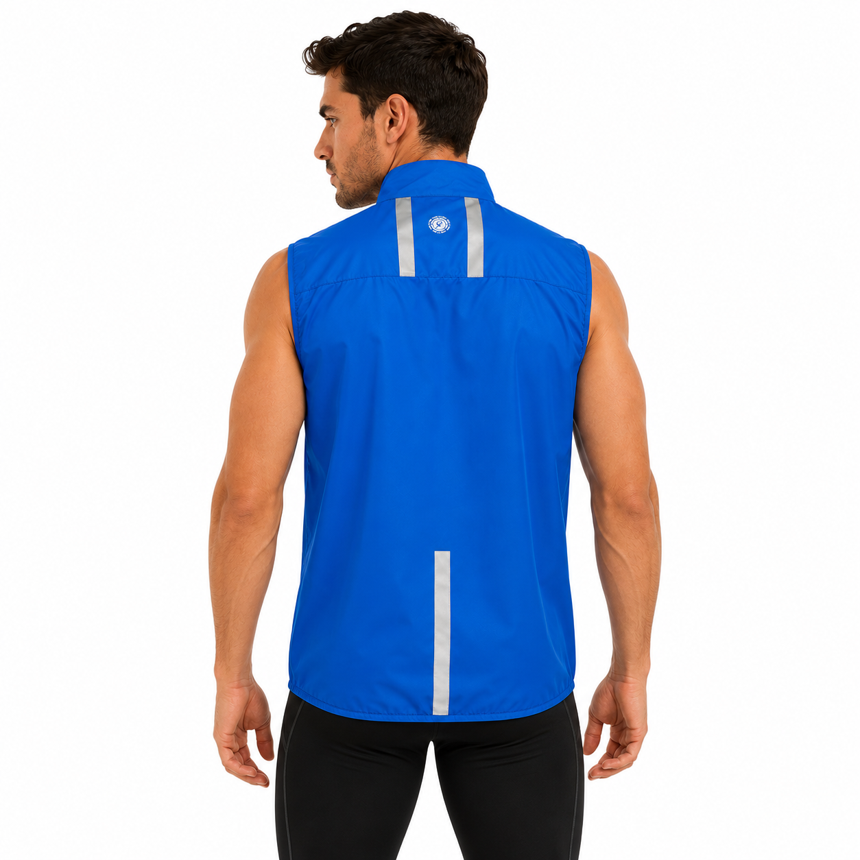 Men's Pace Running Gilet - Lightweight Windproof Reflective Trim & Two Pockets - Barents Blue
