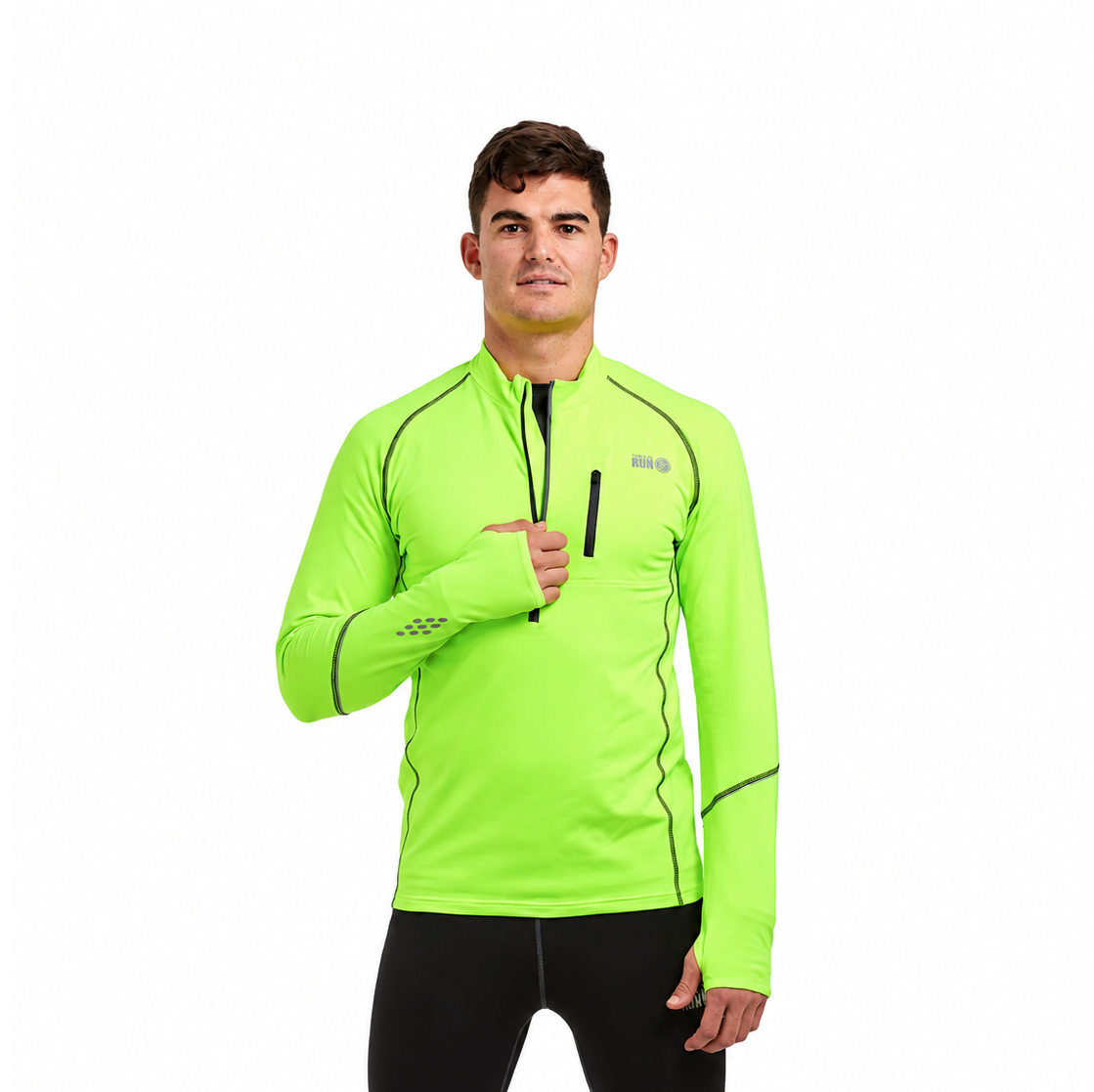 Men's Long Sleeve Thermal Running Top Lime Green