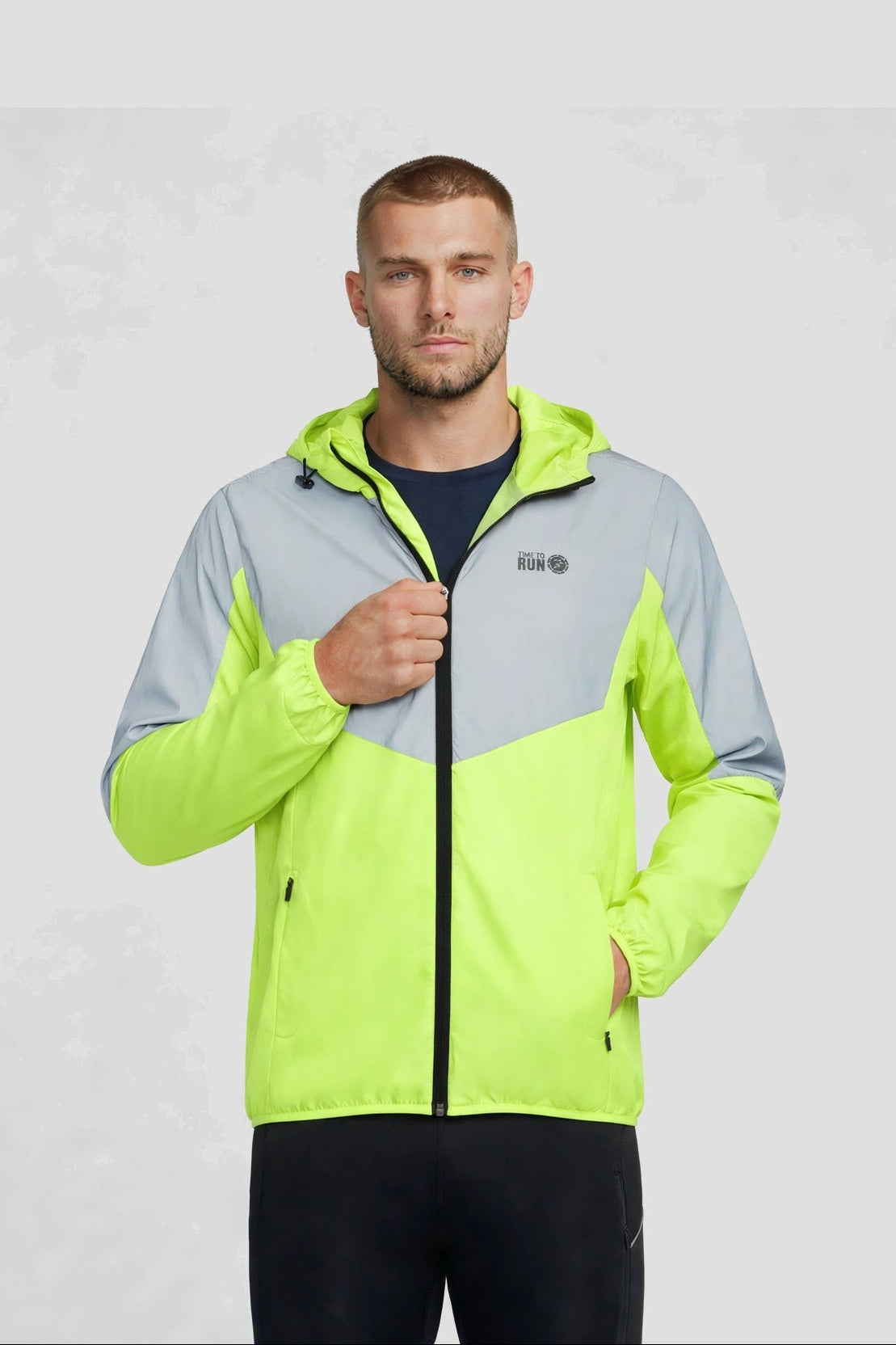 Men's Windproof Reflective Jacket - Lime Green