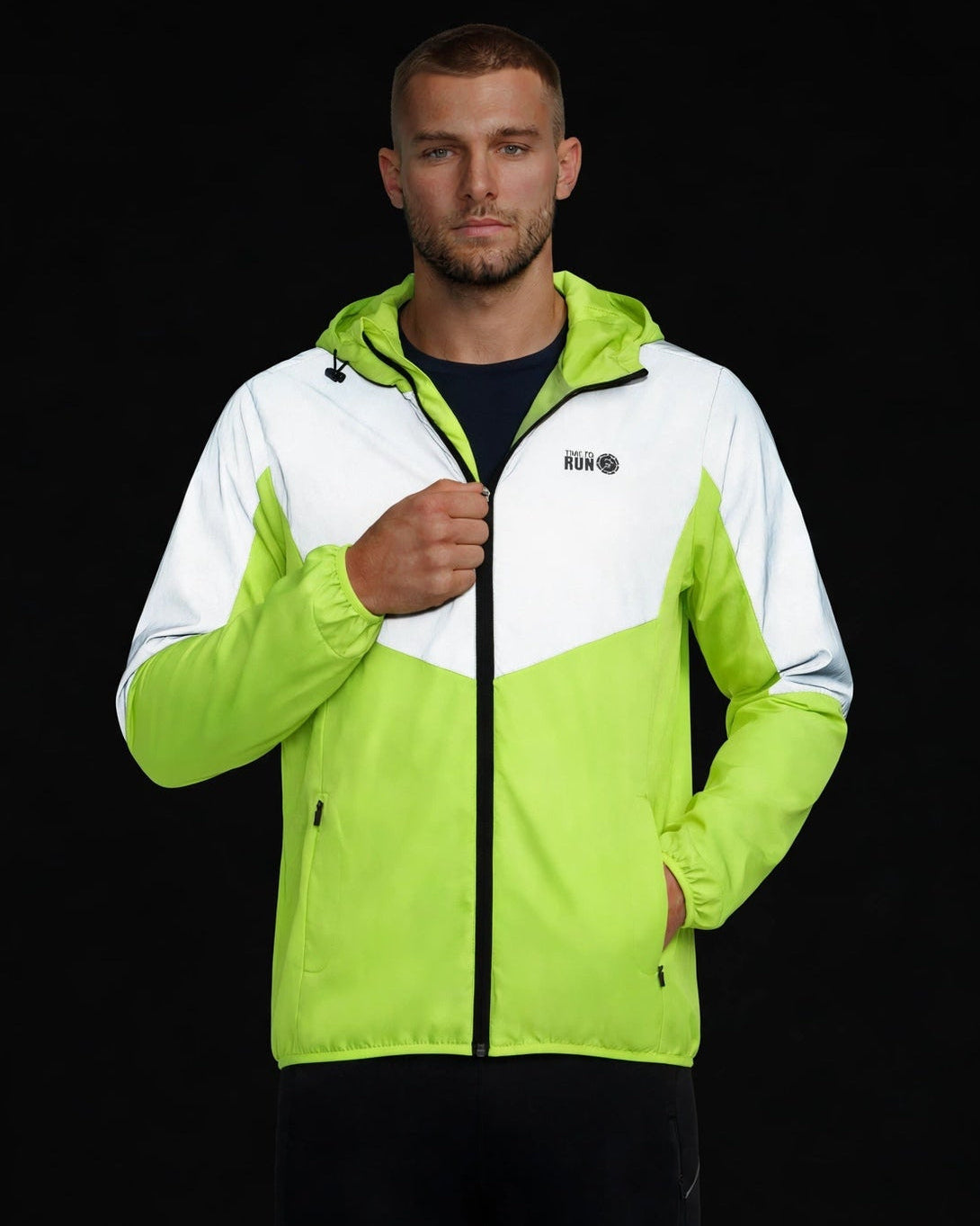 Men's Windproof Reflective Jacket - Lime Green