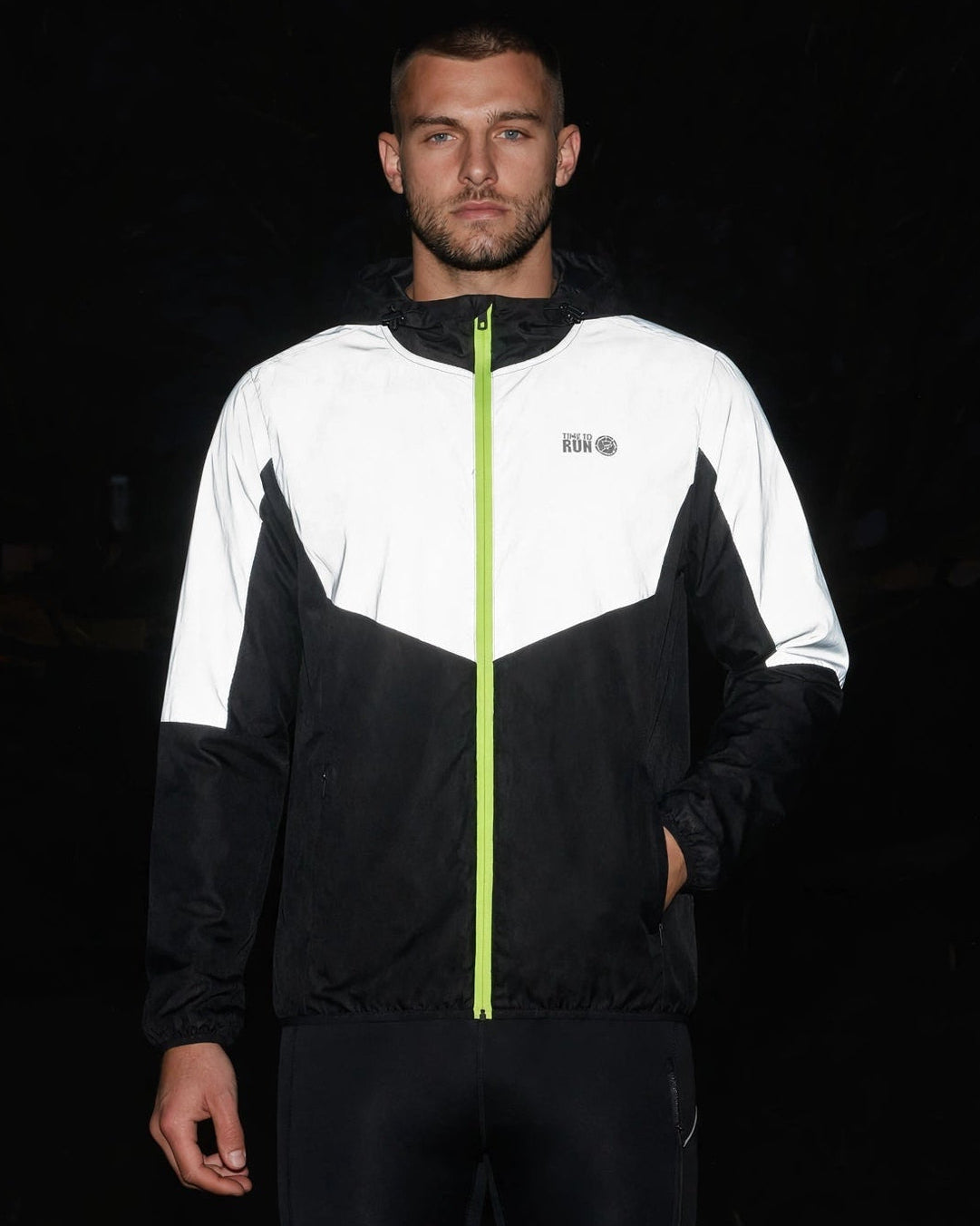 Men's Windproof Reflective Jacket - Black