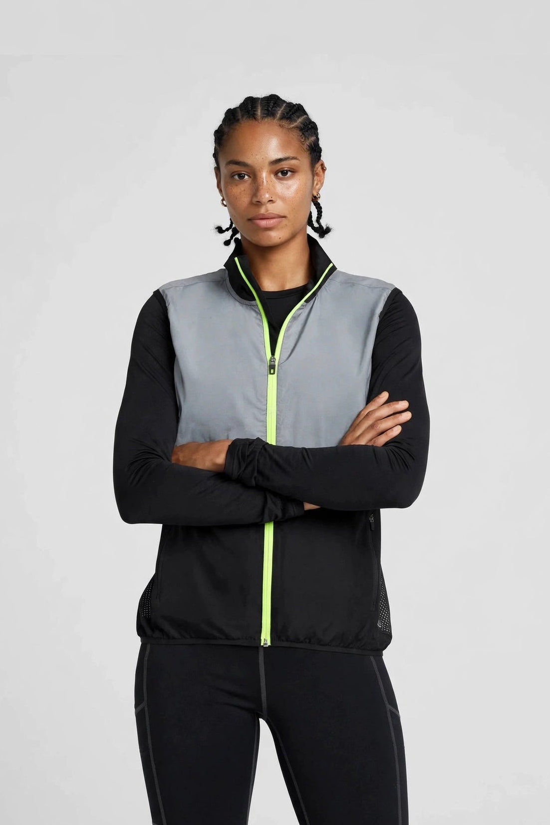 Women's Reflective Windproof Gilet - Black