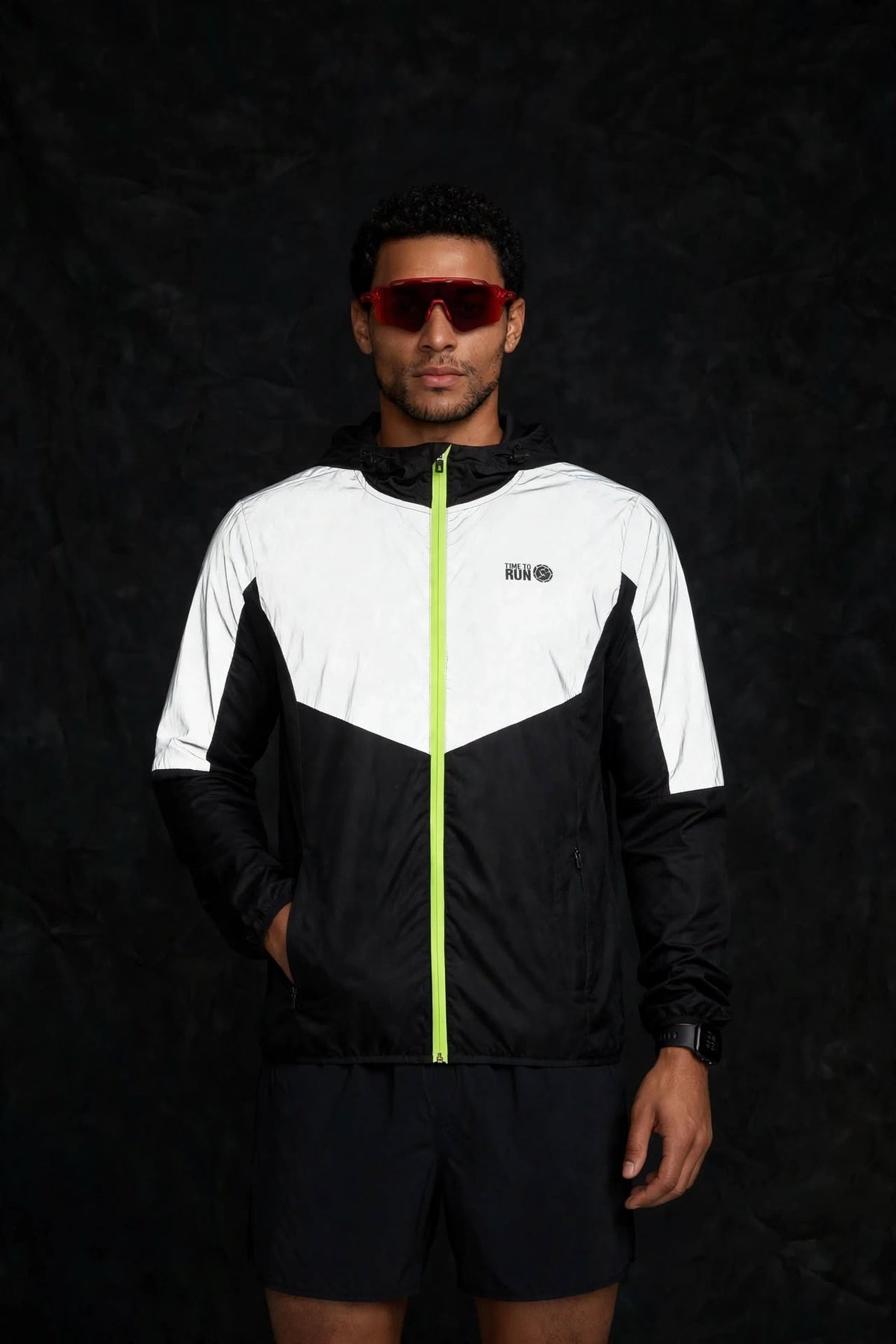 Men's Windproof Reflective Jacket - Black