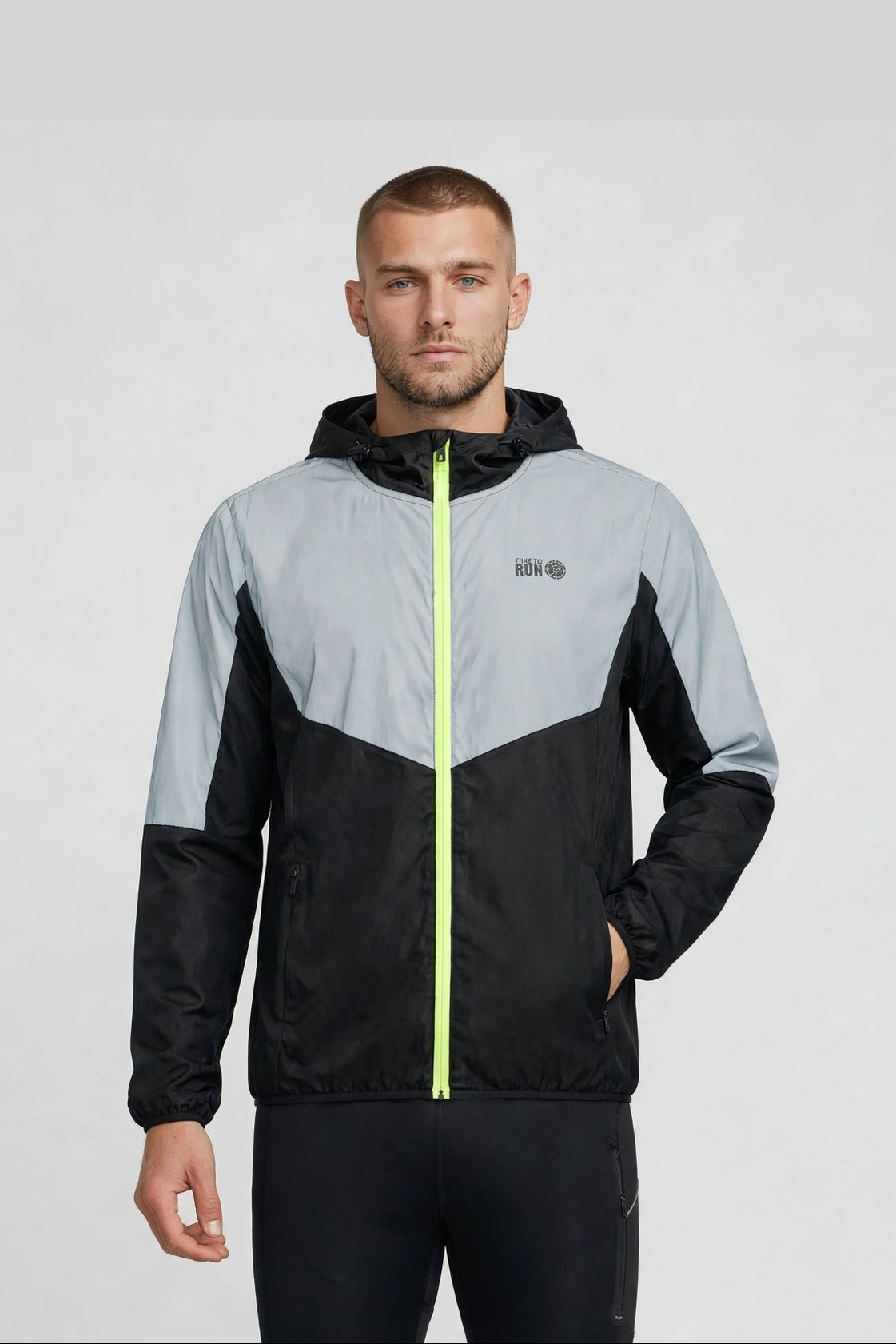 Men's Windproof Reflective Jacket - Black