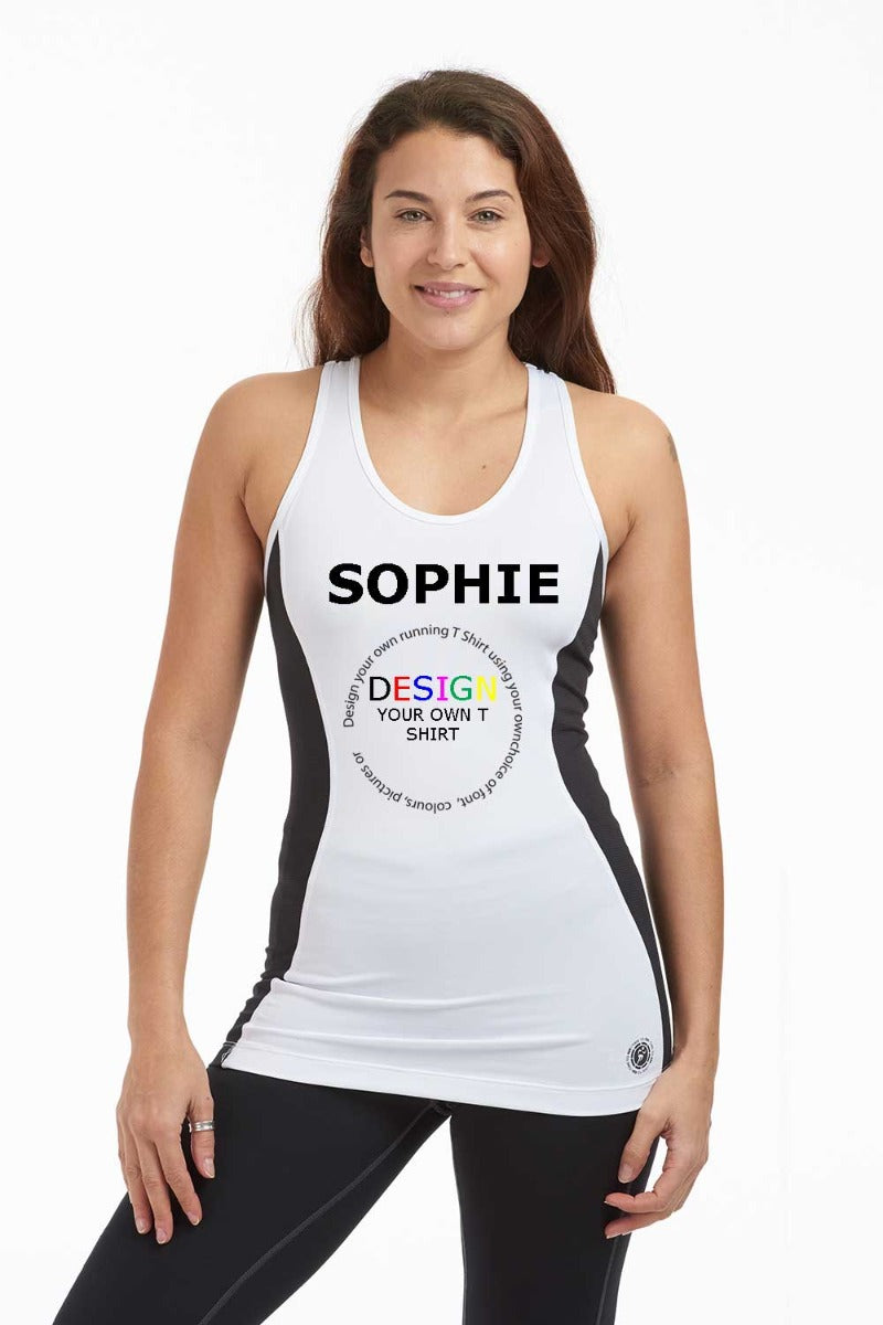 Men's Bespoke Printed Running Vest White Medium