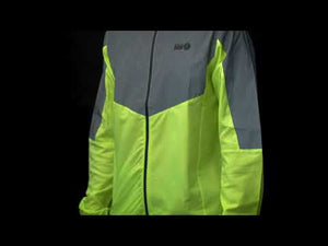 Men's Windproof Reflective Hooded Running Jacket-Lime Green