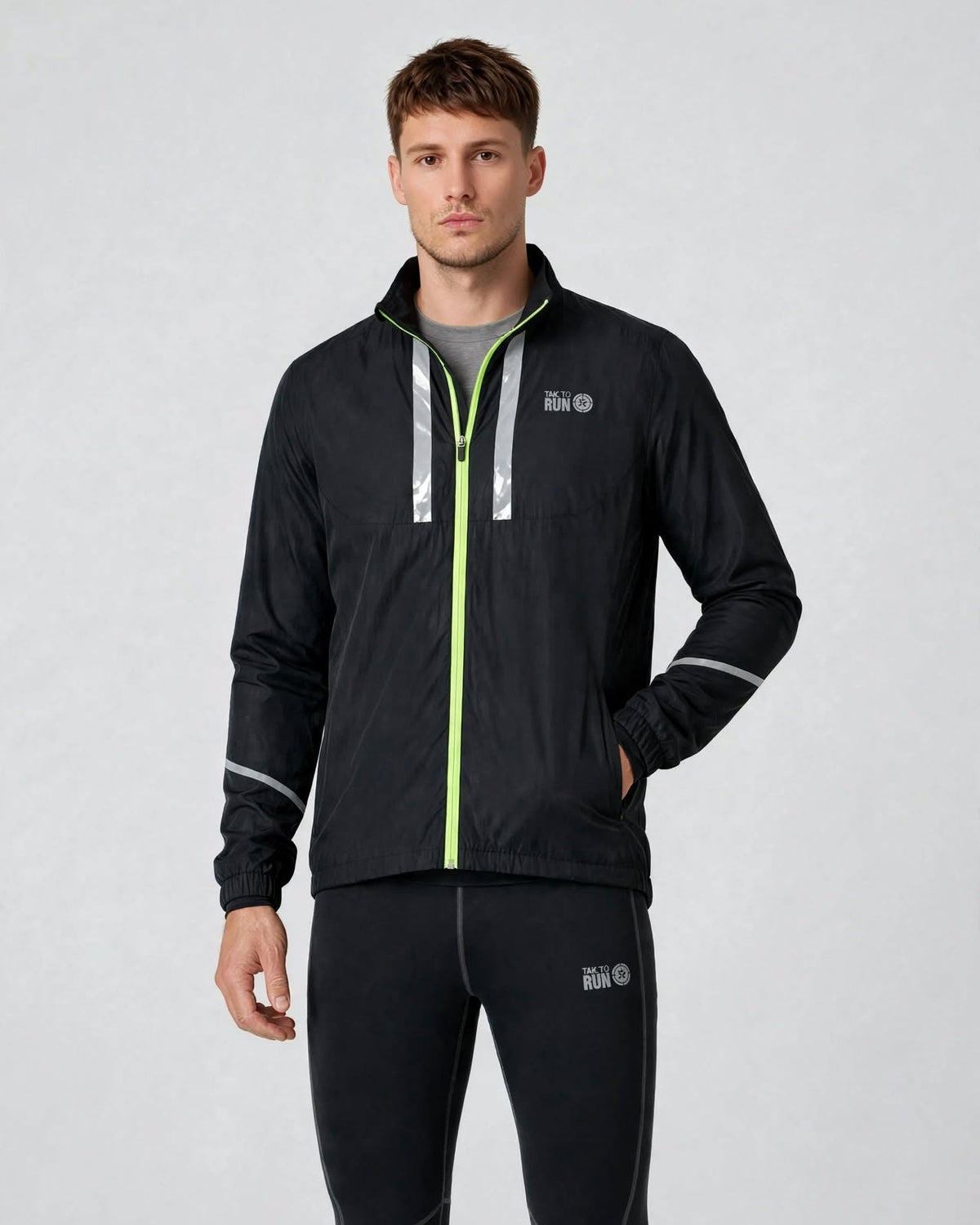 Men's Windproof Jacket - Black/Lime