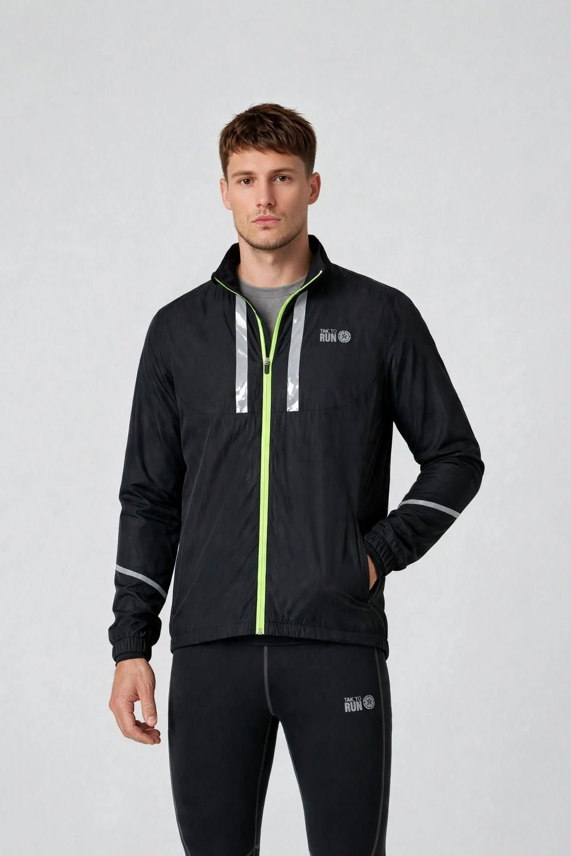 Men's Windproof Jacket - Black/Lime