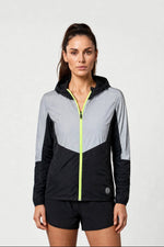 Women's Windproof High-Visibility Jacket - Black/Lime