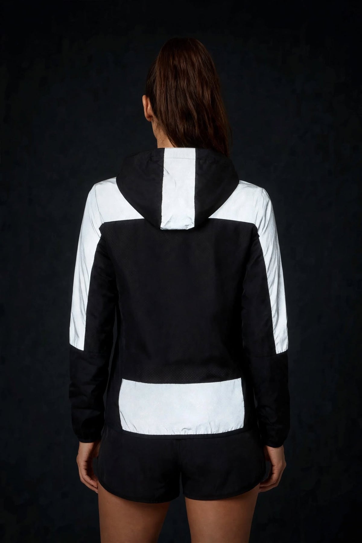Women's Windproof High-Visibility Jacket - Black/Lime