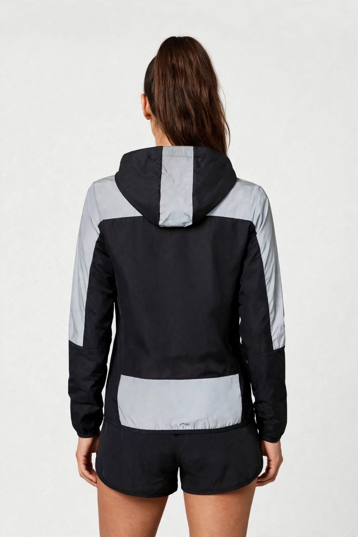 Women's Windproof High-Visibility Jacket - Black/Lime